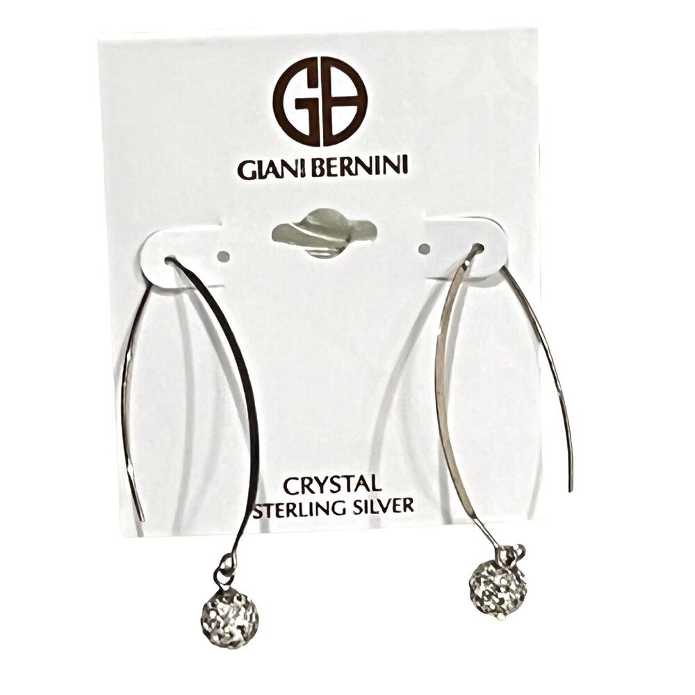Giani Bernini Wire Earrings Cz Crystal Ball Threader Sterling Silver Dangle New